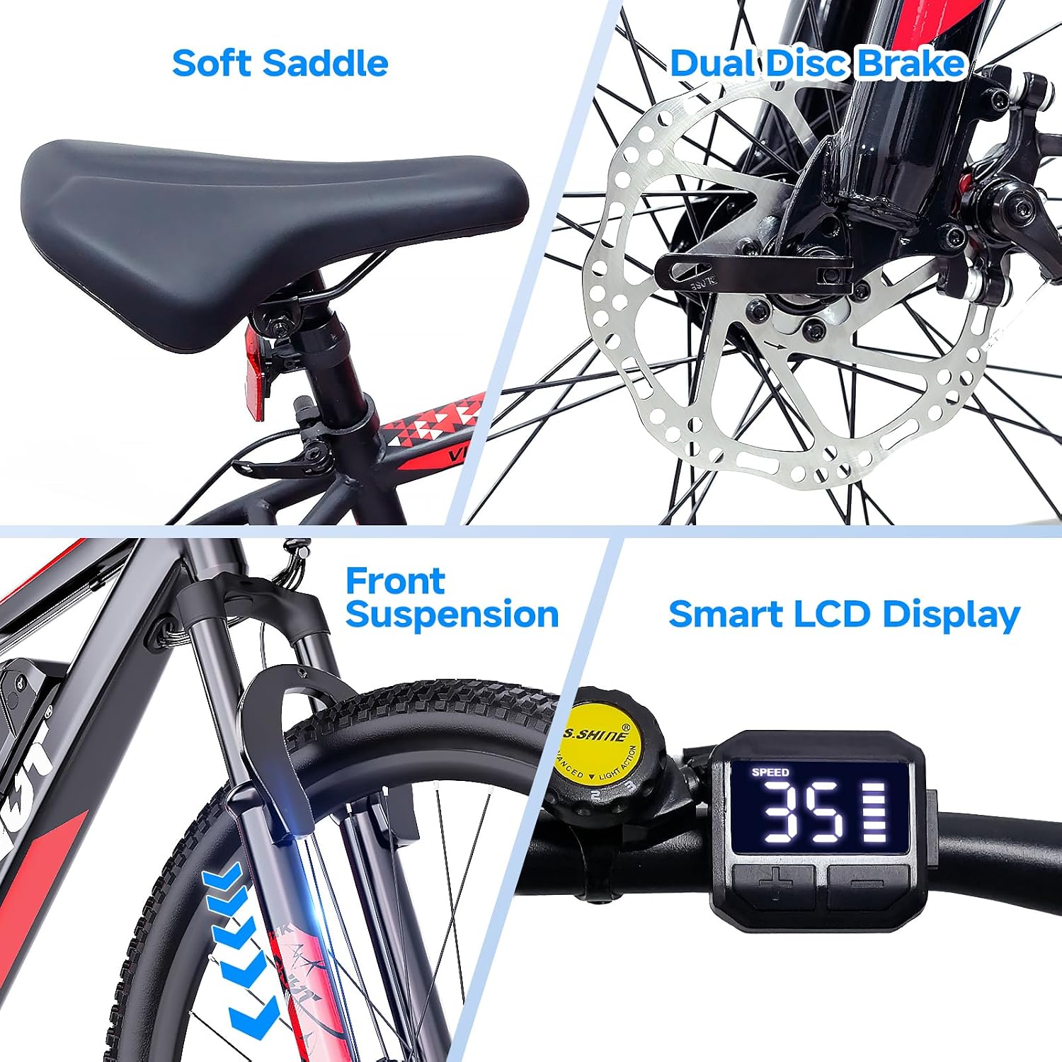 Totem Electric Bike for Adults, 750W Peak 26' Ebike for Men Women Teens with 375WH Babttery 21 Speed 20Mph, Up to 40Miles Front Suspension, Commuting E-Bike Mountain Bicycle