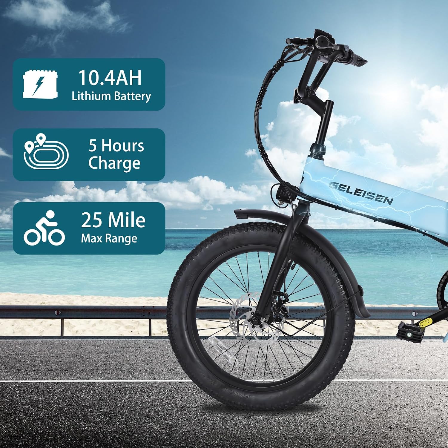 Folding Electric Bike for Adults, 20'×3.0 Fat Tire Electric Bicycle, 374.4Wh Battery Ebike, 20MPH Electric Cargo Bike with LCD Color Display & 6 Speed Gears (Fits for 5'0'+)