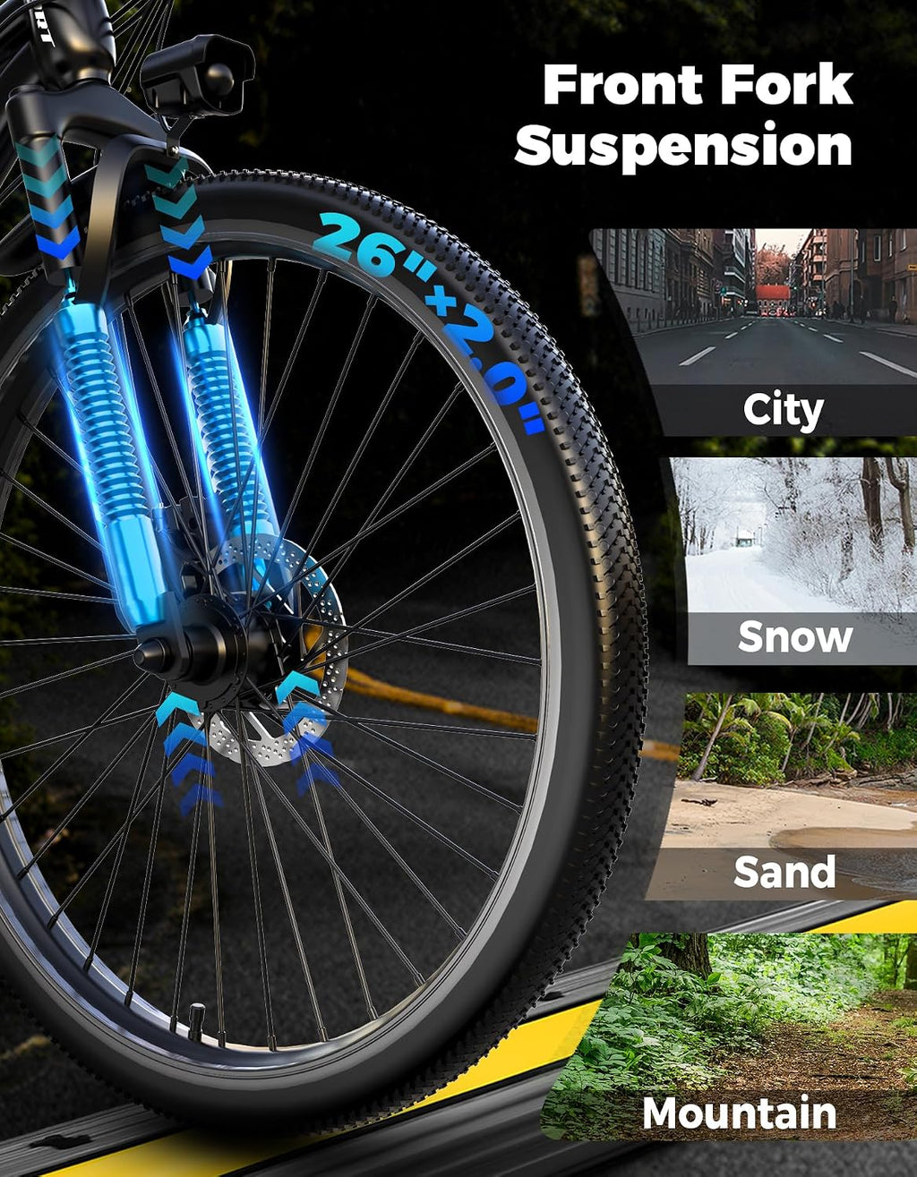 Misodo Electric Bike for Adults, 1500W Peak Mountain Ebike with 28 MPH, 65 Miles Range, 7 Speeds, 48V 10Ah Removable Battery 26' Ebike for Commute