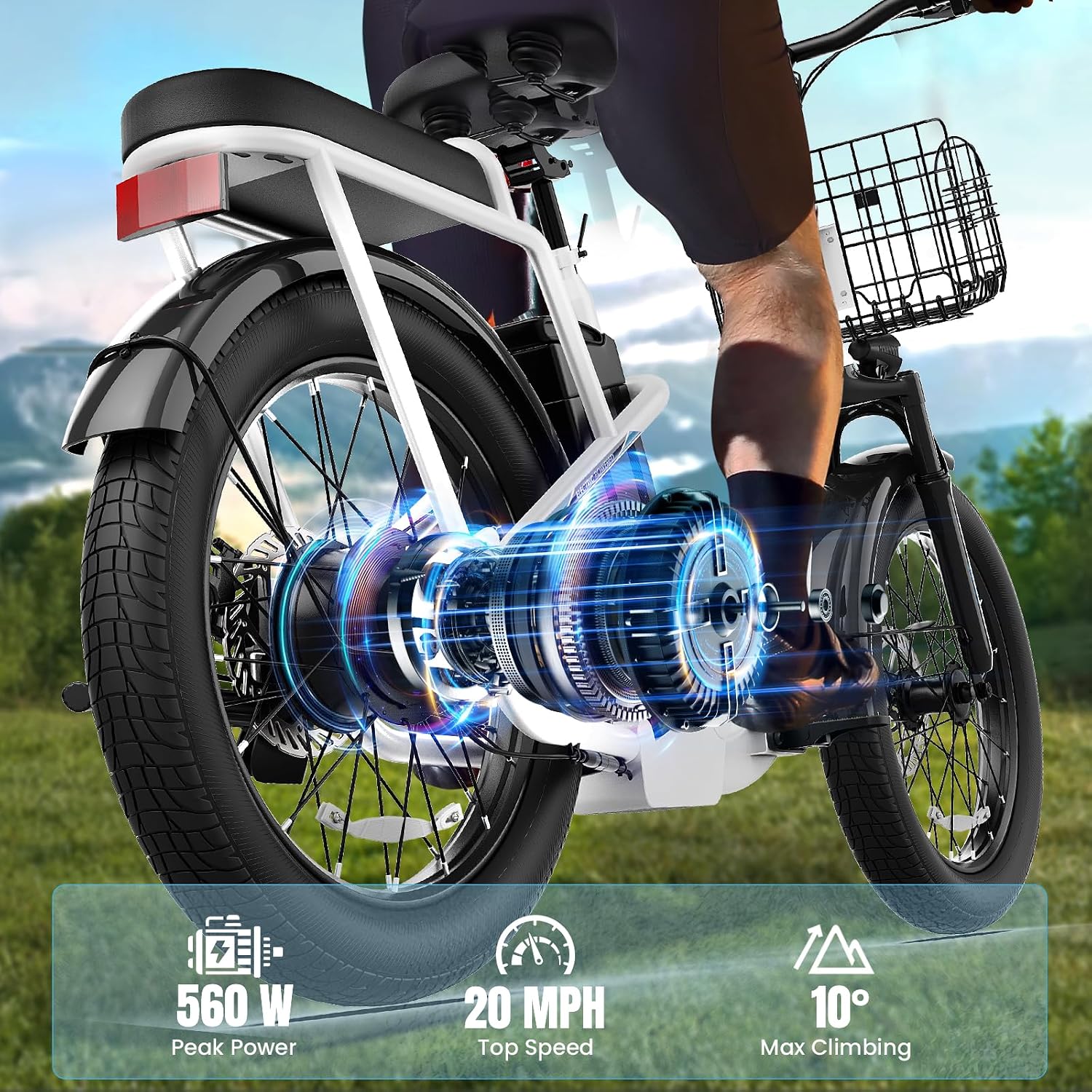 Caroma Peak 1200W/800W/500W/ Electric Scooter with Seat, 20' Off-Road Tires, 15/25/30Miles Range, 20MPH Top Speed, Adjustable Electric Scooter for Adults with Basket, Adults Ebike for Commuting