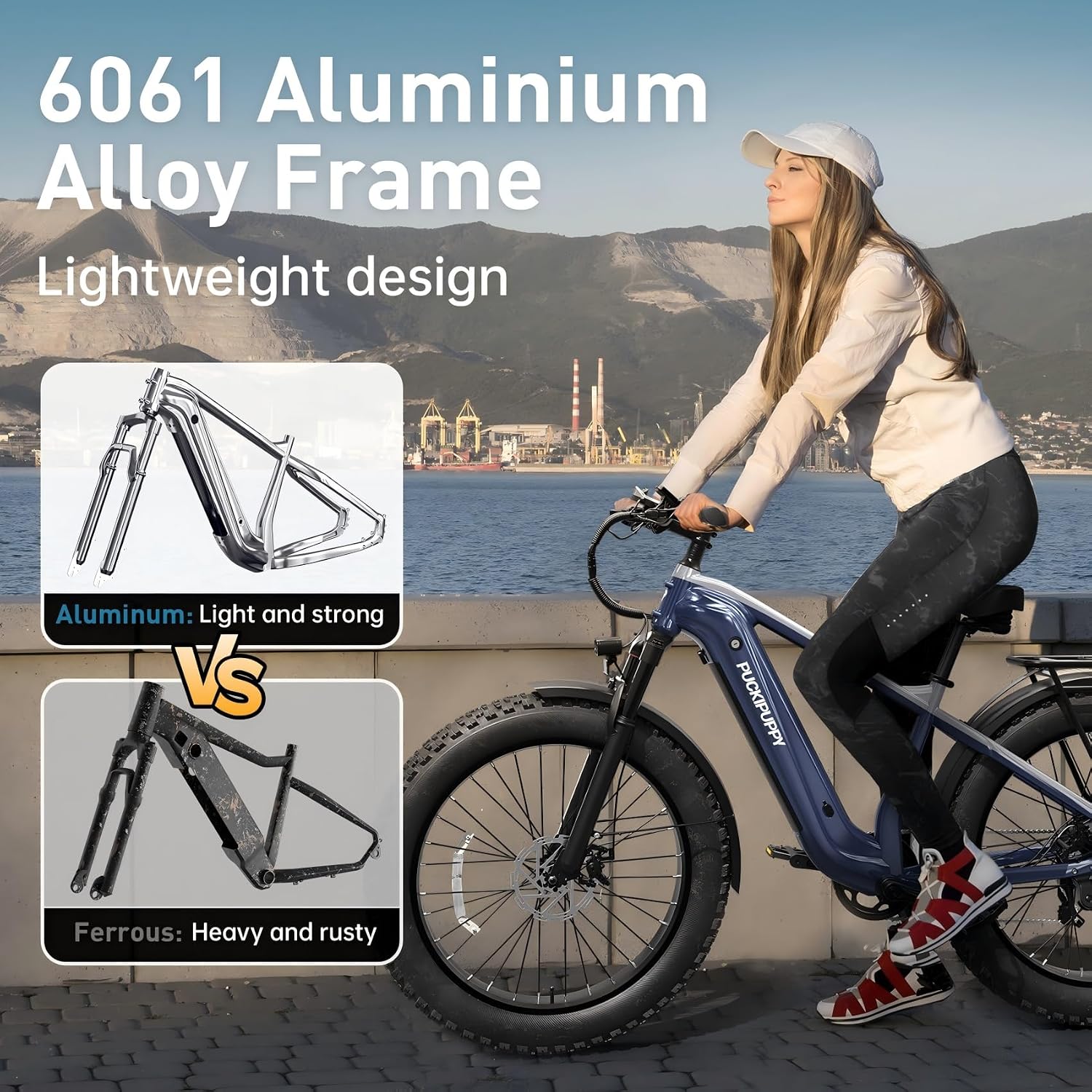 PUCKIPUPPY Electric Bike for Adults 960W, 26' Fat Tire 80Miles Range Electric Mountain Bike, 48V 15AH Removable Battery Ebike, 28MPH 7 Speed Aluminum Frame E Bike with Rear Storage Shelf