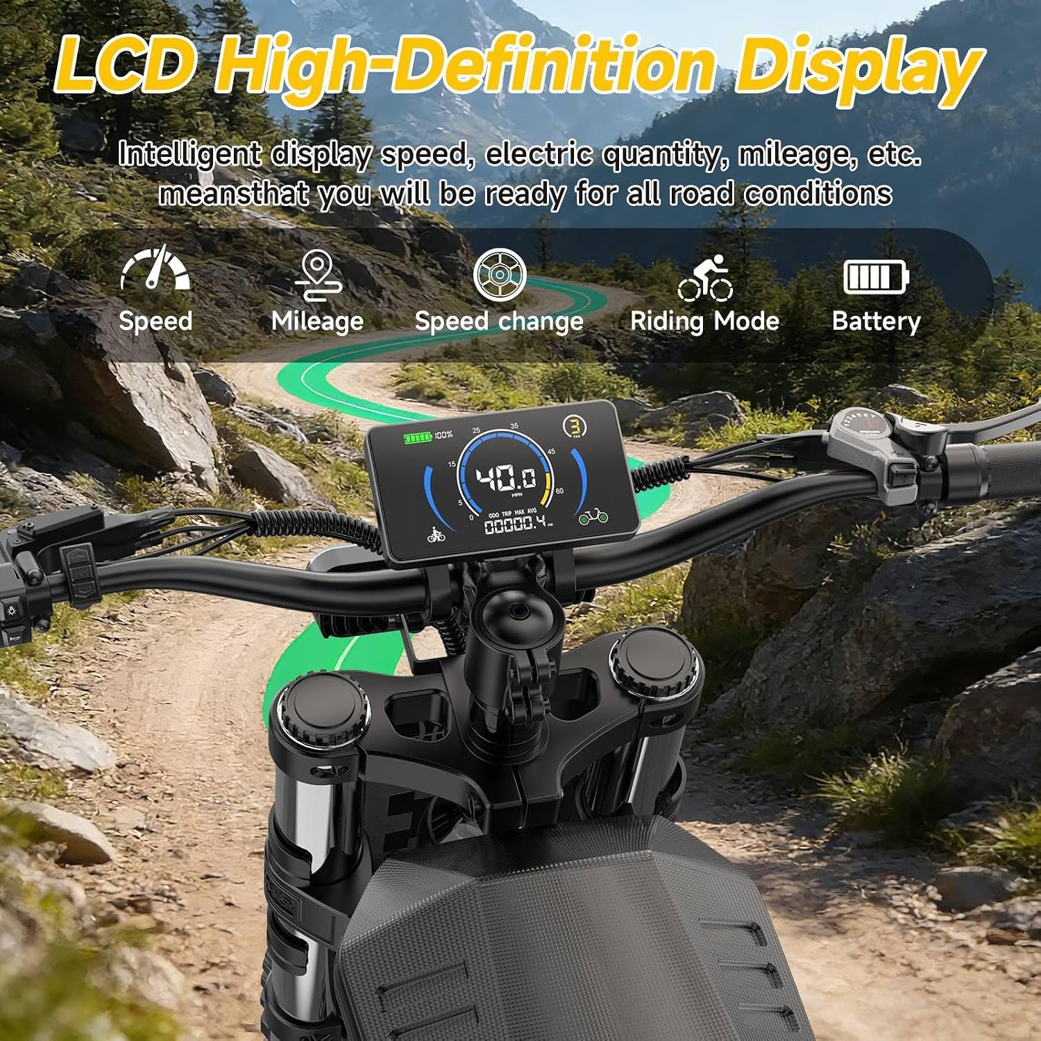 HiKeep Electric Bike for Adults - 16/20 Inch Fat Tire Ebike, 750W/Peak 1500W Motor Ebike, 48V15.6AH Detachable Battery, 4 Riding Modes Electric Dirt Bike