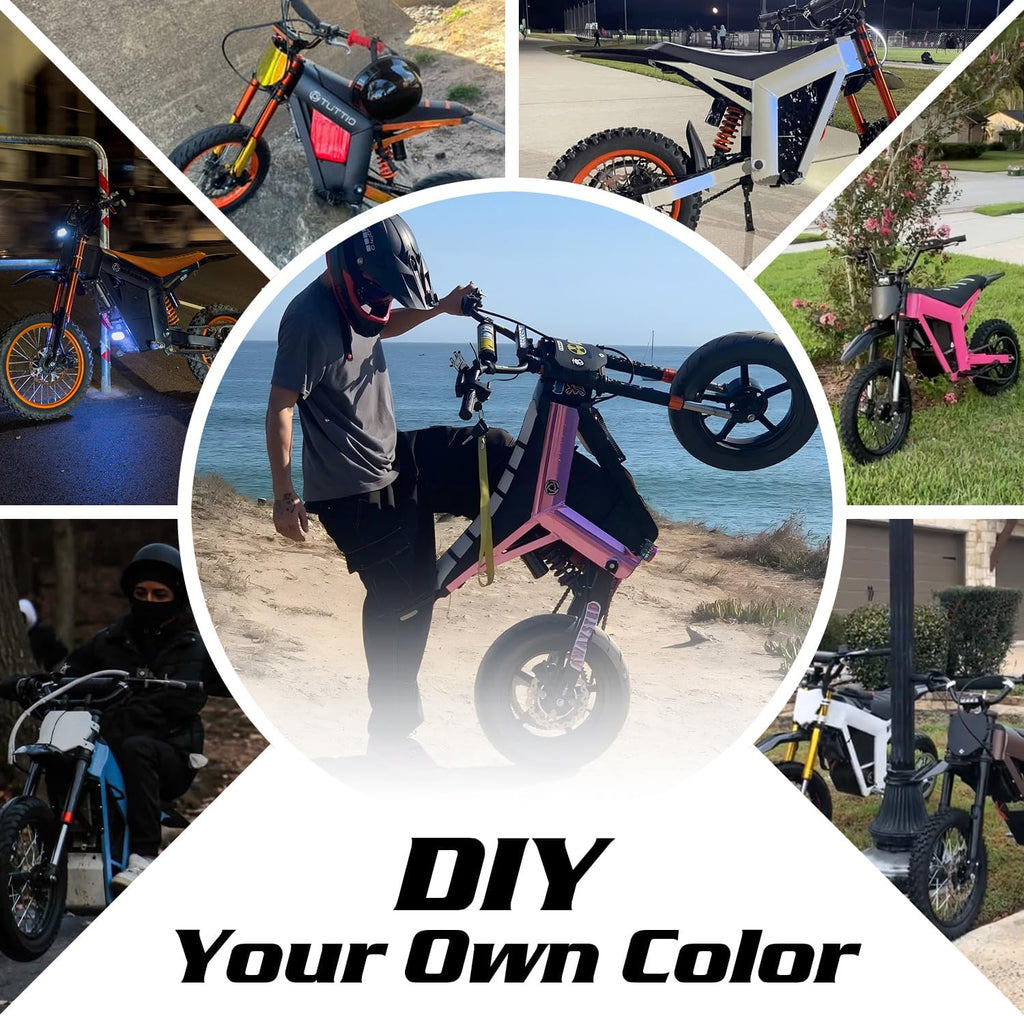 Tuttio Soleil01-GB E-Dirt-Bike - Peak 3000W 37MPH 200NM Electric-Bike with 48V 21Ah Battery, 14'/12' Fat Tire Electric Motocycle with Dual Suspension, Off-Road Ebike for Adults-Teens (USA Warehouse)