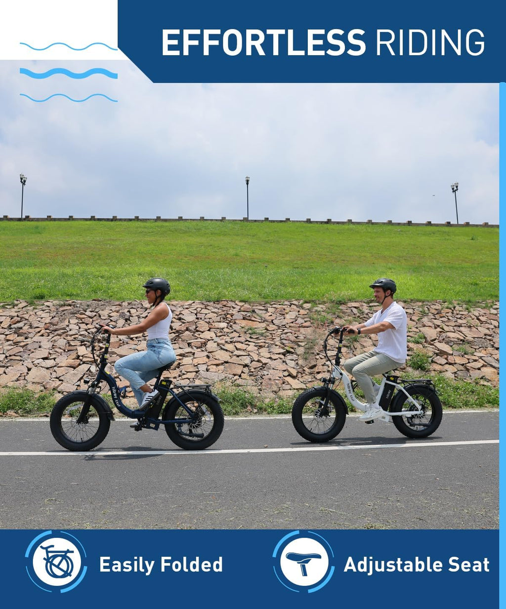 Hiboy EX6F Foldable Ebike for Adults, Built-in Phone Holder, 750W Peak, 20x4.0 Fat Tires, Removable 48V Battery, Hydraulic Fork, 7-Speed, Commuting/Outdoor