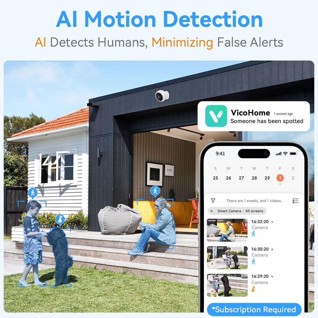 Thybro Magnetic Security Camera Wireless - 4Pack AI Motion Detection, 2K HD Video, Battery Powered, Ease of Setup, 2-Way Audio,IR Color Night Vision, Waterproof, Outdoor & Indoor Surveillance