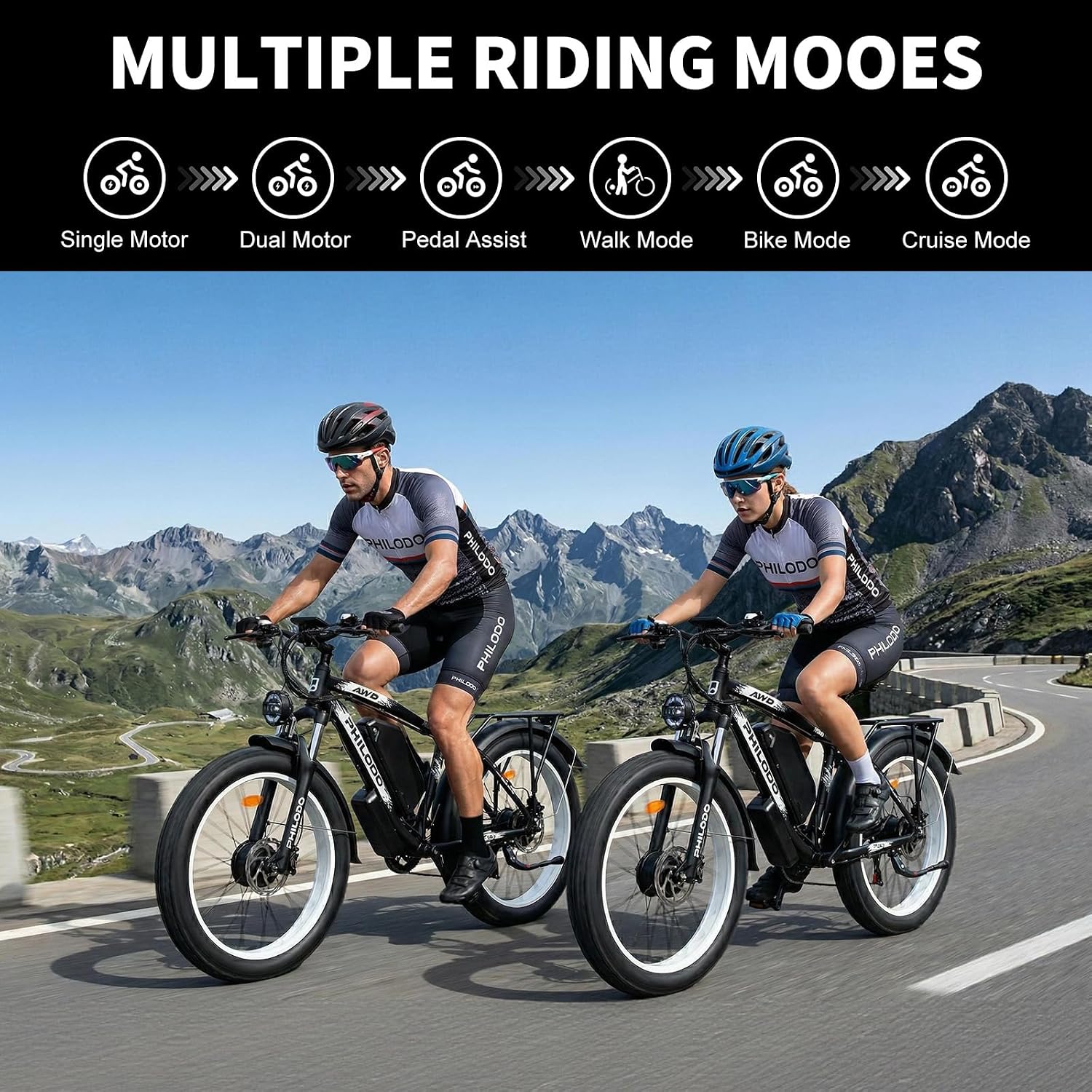 5000w Dual Motor E-Bike 60V Electric Bike for Adults,45 MiIe P-Hour Full Suspension Hydraulic Disc Brakes EBike,26/24x4 Fat Tires Mountain Bikes for All Terrain Snow/Sand