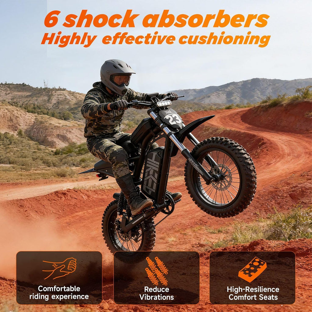 High Power Electric Bike for Adults, 1500W-4000W Peak Ebike with UL Certified Battery, 20' Fat Tire Retro Scrambler Moped Style & Off-Road Electric Motorcycle, Full Suspension