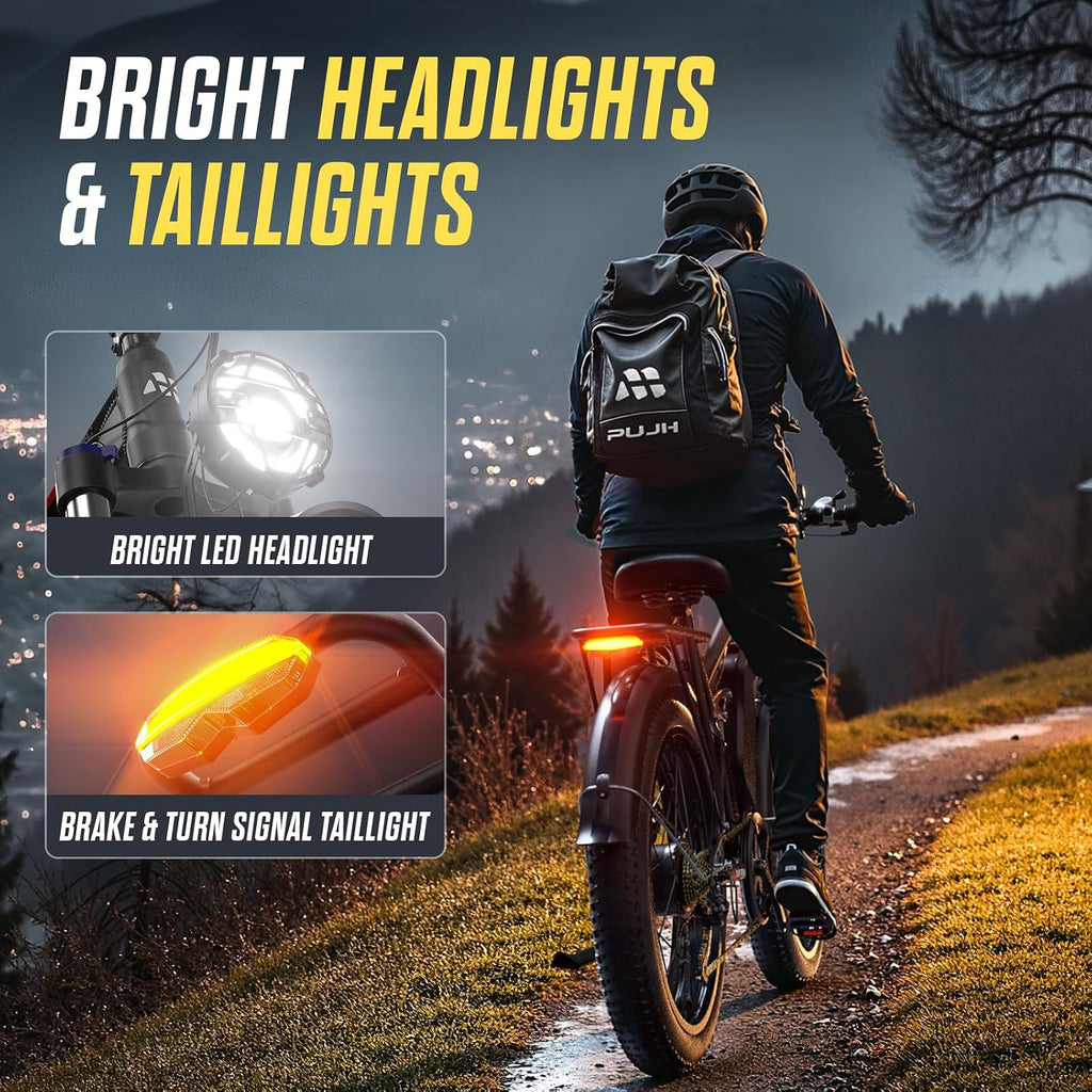 PHJU 6000W Dual Motors 60V 1200wh Electric Bike for Adults, 24'' Fat Tire Max 45 mph,Up to 100 Miles Full Suspension Fast E-Bike for Snow Commuter for Men Women