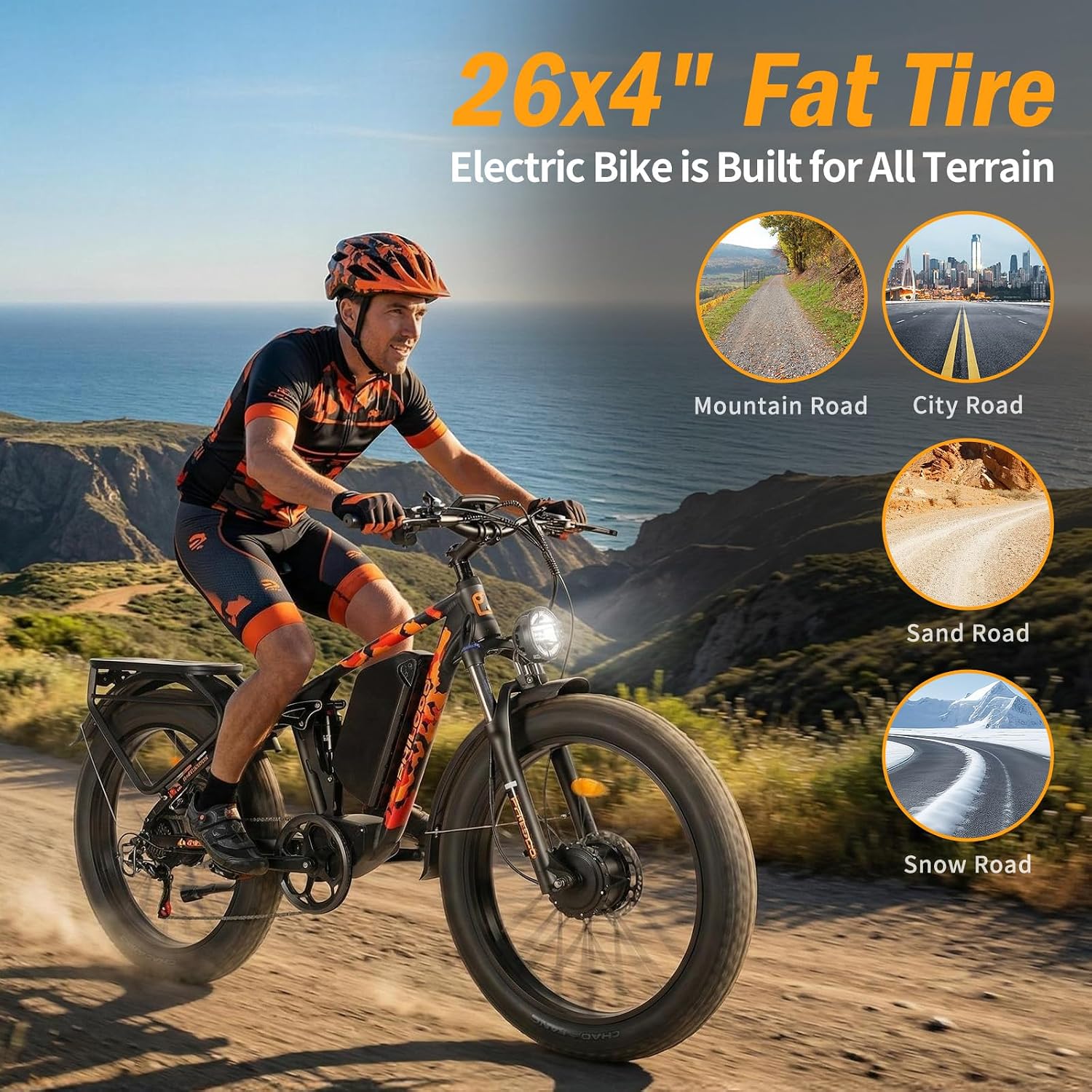 5000w Dual Motor E-Bike 60V Electric Bike for Adults,45 MiIe P-Hour Full Suspension Hydraulic Disc Brakes EBike,26/24x4 Fat Tires Mountain Bikes for All Terrain Snow/Sand