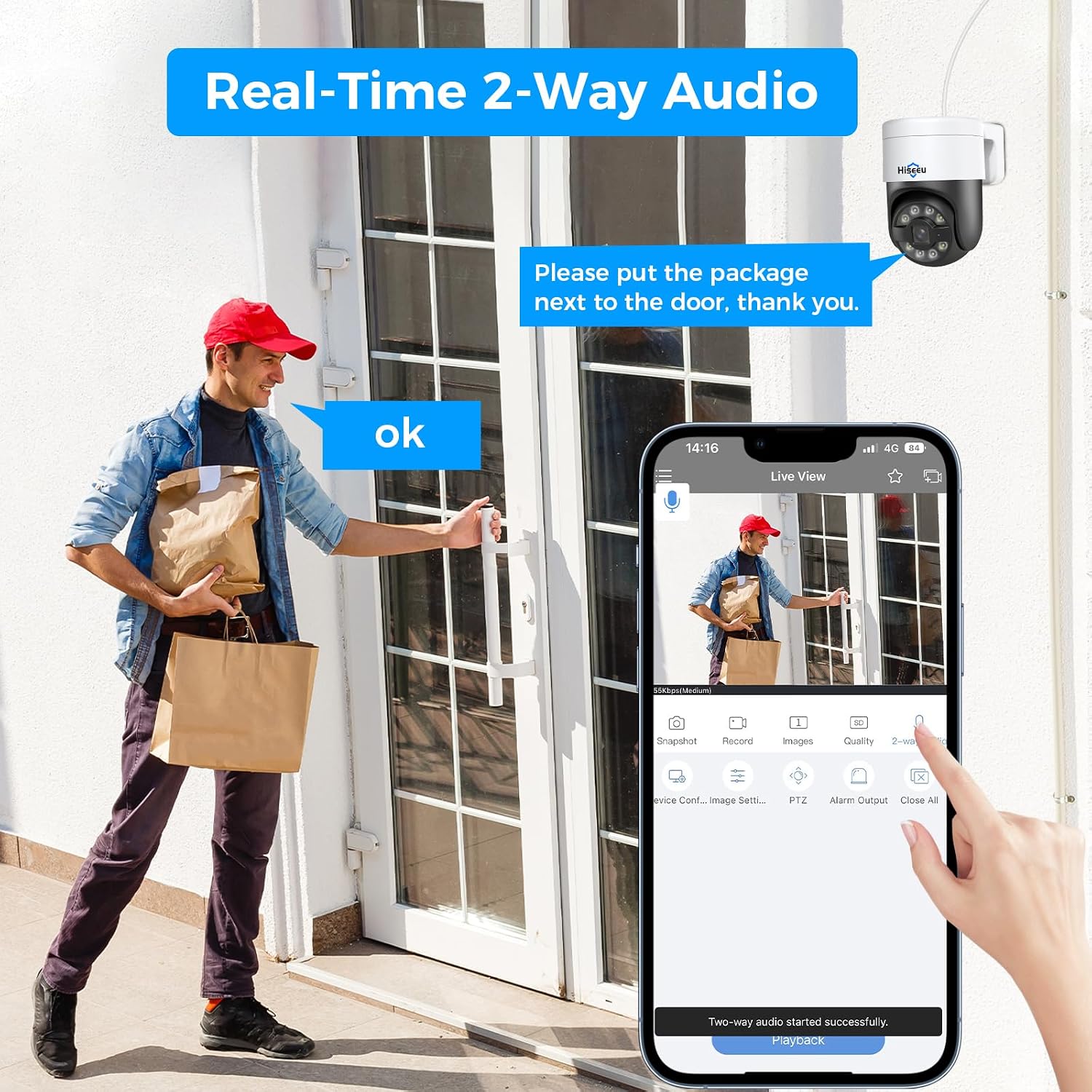 【Human Tracking+330° View】 Hiseeu 4K PoE Security Camera System,All-in-one 12' Monitor,8Pcs 5MP PoE PTZ Security Cameras for Home Security Outdoor,2-Way Audio,Color Night Vision,16CH Expandable
