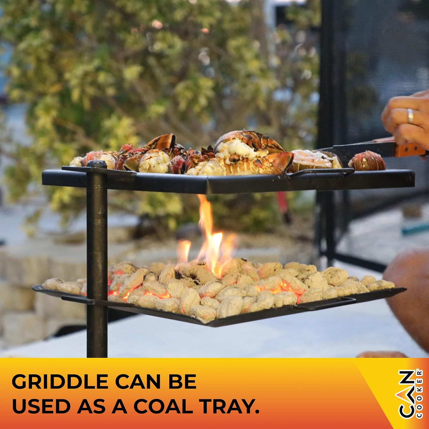 GameMaker Open Fire Cooking Grill – Portable Campfire Grill for Open Flame Cooking, Firepits, Outdoor Fire Rings & Camping – Heavy-Duty, Easy Setup & Adjustable Height