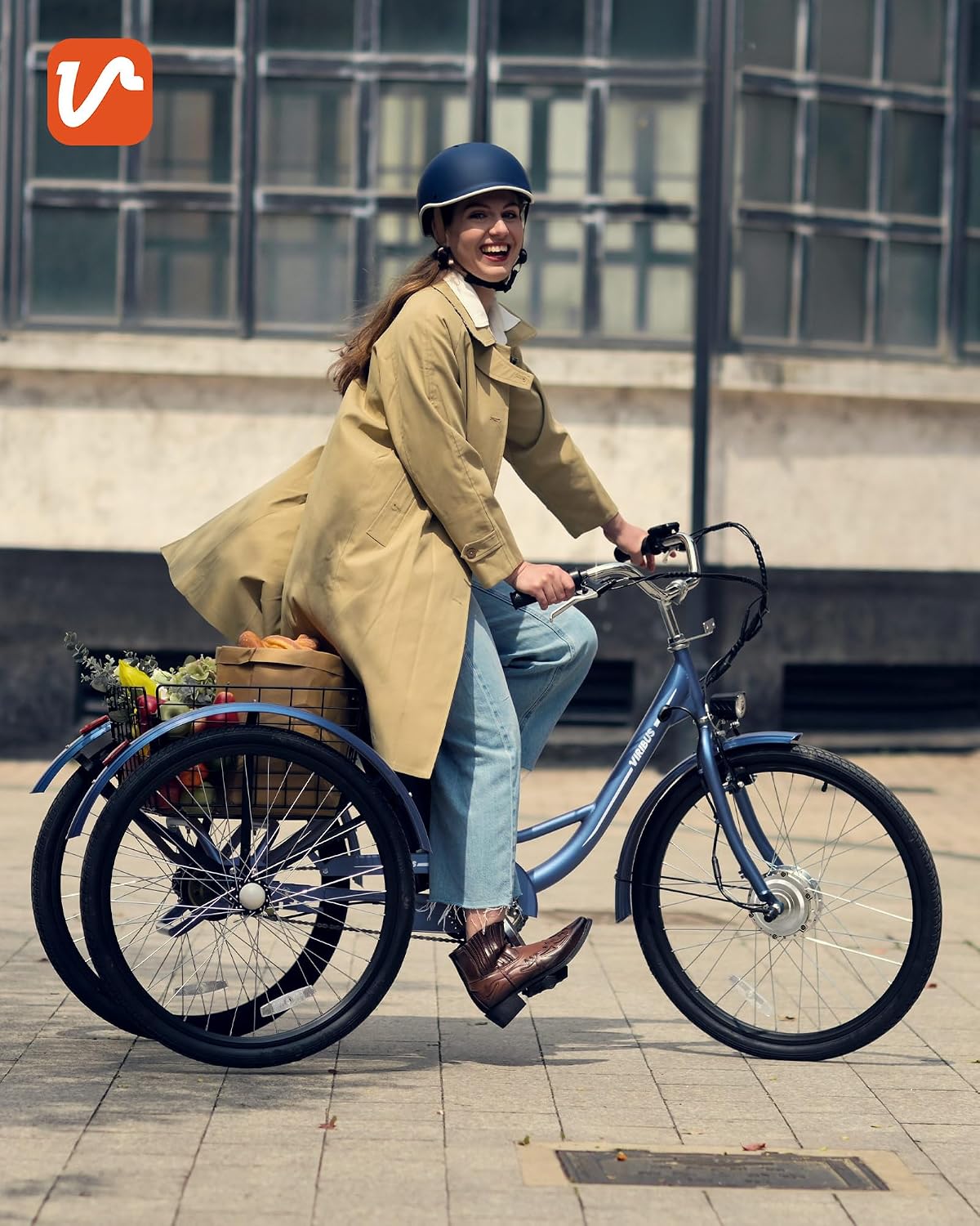 VIRIBUS Electric Tricycle for Adults, 24 26 inch Electric Trike with 468Wh Removable Battery, 250W/350W(Peak 500W) 3 Wheel Electric Bikes for Seniors, Motorized Adult Tricycles Women Men 330 lb.