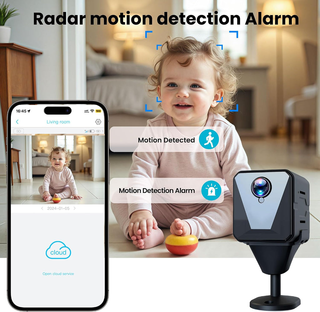 Funstorm 2K No WiFi Cellular Security Camera with SIM Card, Wireless Outdoor Camera, Live View, Motion Detection Alerts, Night Vision, Mini Camera for Car, Truck, RV, Jobsite & Vacant House