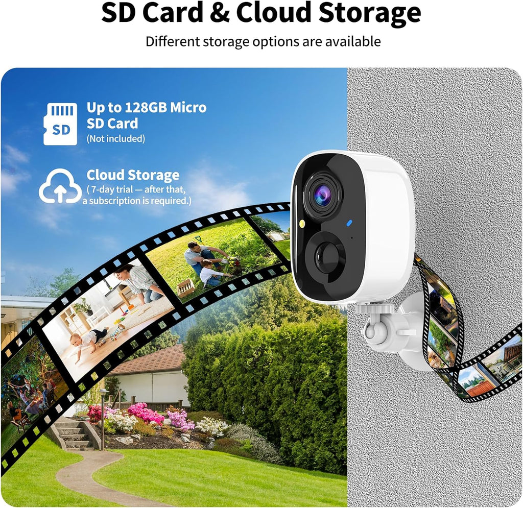 Wireless Security Cameras Outdoor/Indoor,2K UHD WiFi Smart Security Camera,Battery Powered,Motion Detection, 2-Way Audio,Color Night Vision,Weatherproof,Cloud/SD Storage for Home Security,4 pack