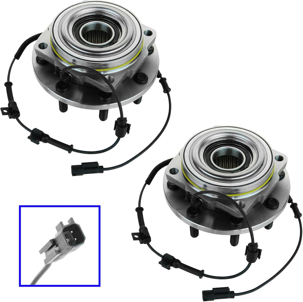 TRQ Front Left and Right Wheel Bearing and Hub Assembly Set 2 Piece Compatible with 2011-2016 Ford F-350 Super Duty 4 Wheel Drive Dual Rear Wheels DRW