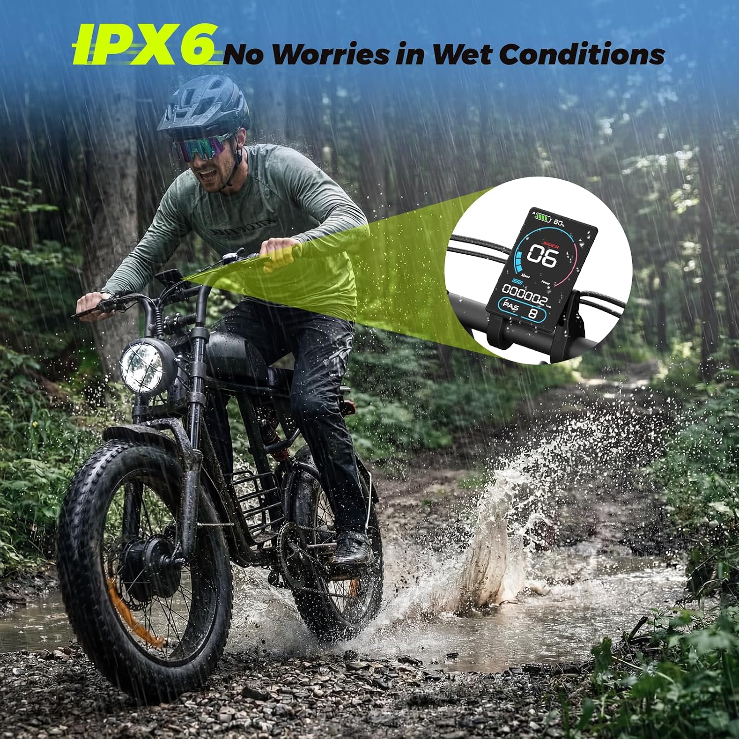 Electric Bike for Adults, 1000W/1500W Dirt Bike, 30MPH/34MPH, 48V 15Ah/48V 18.9Ah E-Bike, 30-47 Miles Electric Motorcycle, 20' Fat Tire Off-Road Bike, All Terrain for Mountains, Snow, Sand, Road
