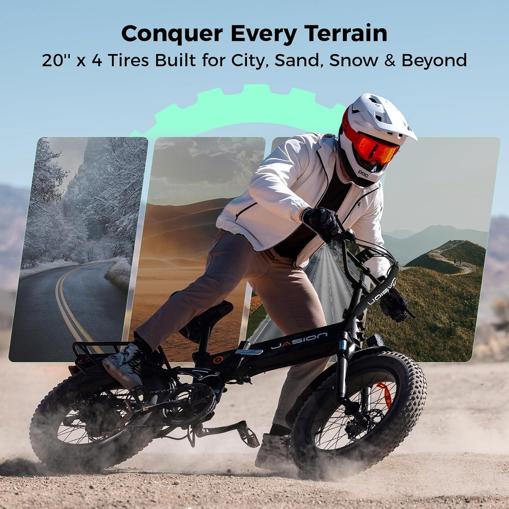 Jasion X Hunter/PRO Electric Bike for Adults,1800W/1400W Peak 20''Fat Tire Foldable Ebike,Folding E Bike Up to 80/70 Miles Range,720/624WH Removable Battery,30 MPH E Bike,Certified by UL2849