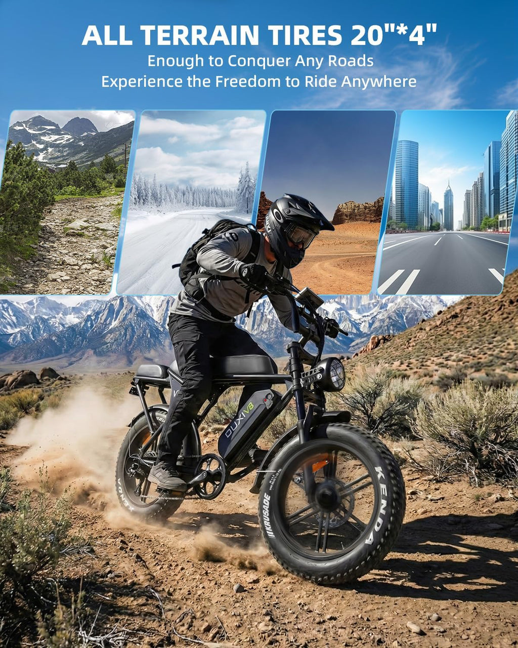OUXI V8 Series Electric Bike for Adults, Peak 500W/1000W,20/31 MPH, 10.4/15/30 AH Removable Battery, 16''/20' Fat Tire Electric Bike,7-Speed Gear Electric Bicycles,Ebike Moped for Commuting & Off-Road