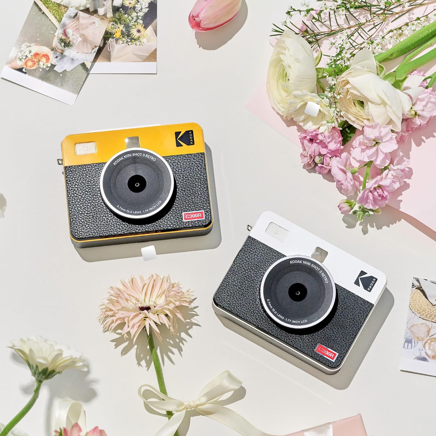 KODAK Mini Shot 3 Retro 3x3' Instant Digital Camera & Photo Printer, 38 Sheets, 2-in-1 Portable Print Camera, Bluetooth Smartphone Printer for iOS & Android, 4PASS Dye Sublimation, White