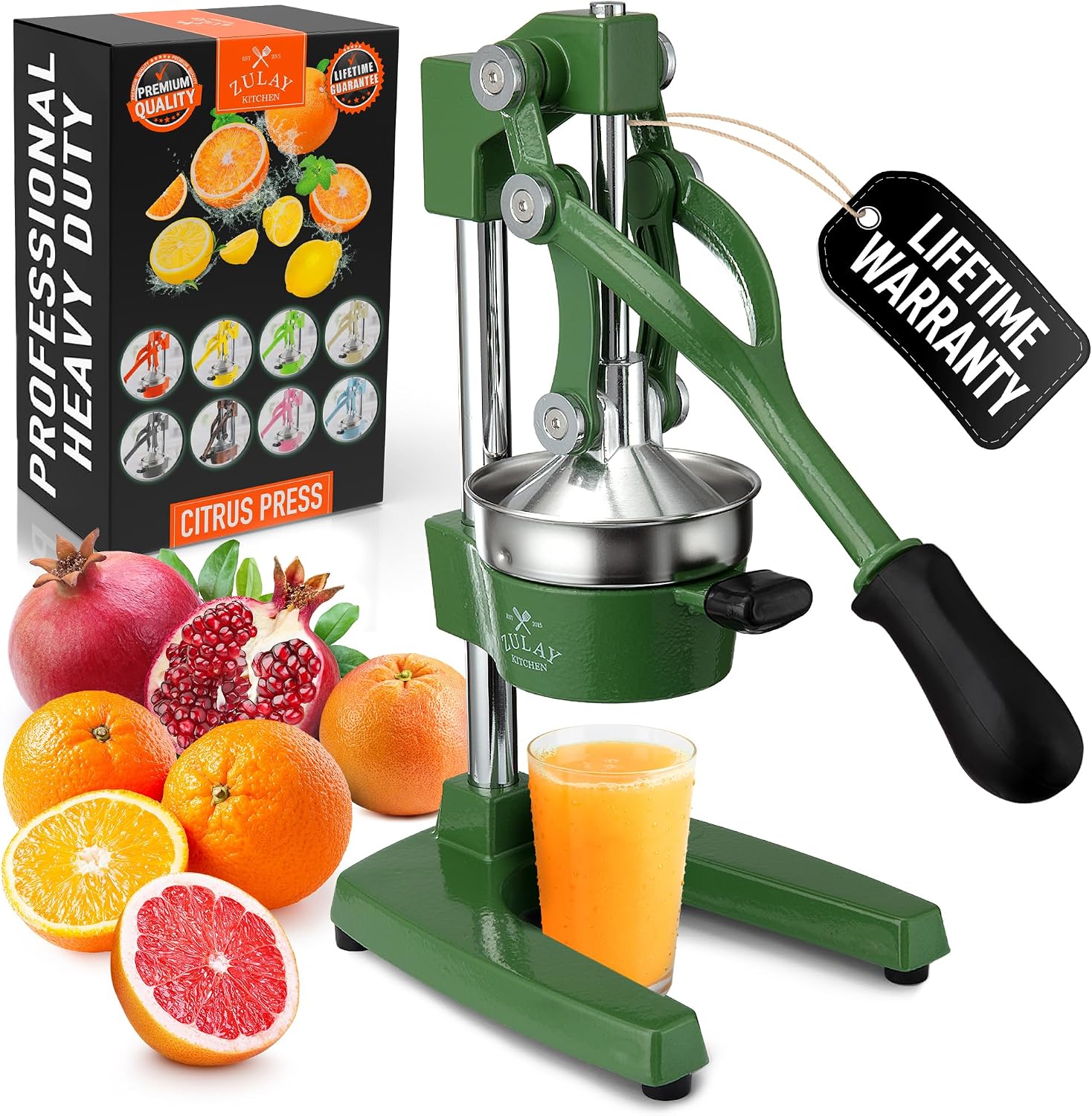 Zulay Kitchen Cast Iron Juicer - Heavy Duty Manual Juicer with Detachable Strainers for Easy Cleaning, Orange Juice Press for Citrus Fruits, Perfect for Bartenders, Juice Lovers & Health Enthusiasts