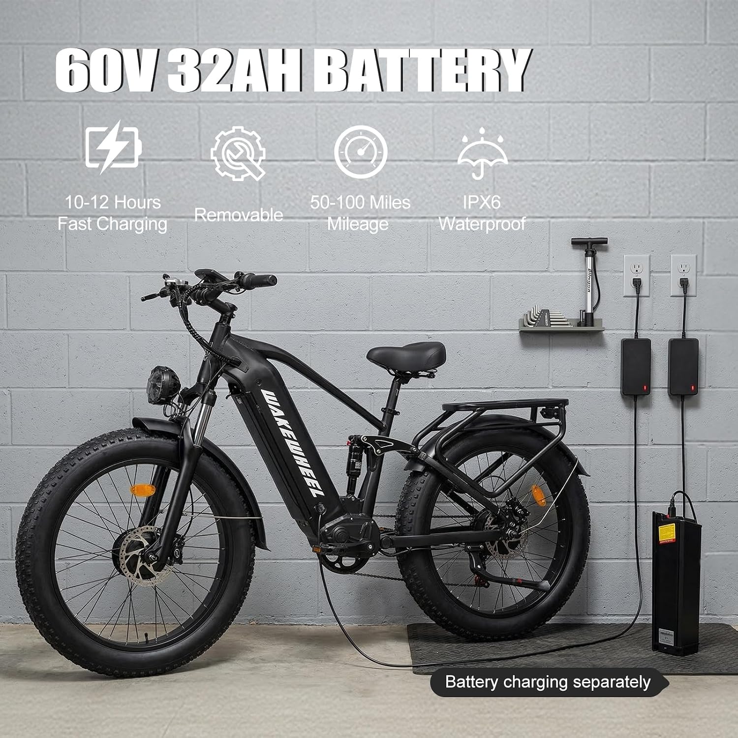 Peak 8000w Electric Bike for Adults, 60V Battery Ebike, Fat Tire & Long Range Electric Bicycles, 210Nm Mountain Bike Full Suspension, Hydraulic Brake Electric Bicycle