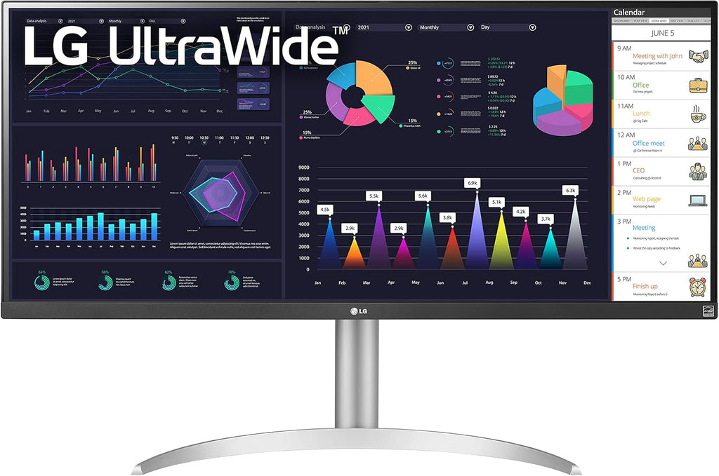 LG 34WQ650-W 34 Inch 21:9 UltraWide Full HD (2560 x 1080) IPS Monitor, with RGB 99% Color Gamut, VESA DisplayHDR 400, USB Type-C, AMD FreeSync, Built in Speakers, Tilt/Height Adjustable Stand