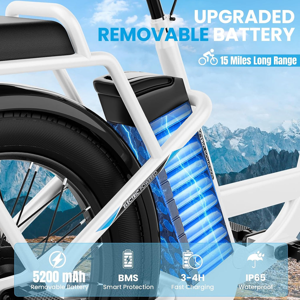 Caroma Peak 1200W/800W/500W/ Electric Scooter with Seat, 20' Off-Road Tires, 15/25/30Miles Range, 20MPH Top Speed, Adjustable Electric Scooter for Adults with Basket, Adults Ebike for Commuting