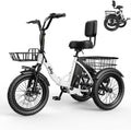 Qlife Triker Electric Bike, 1200W Brushless Motor Folding Trike Ebike, 48V10.4AH Removable Battery, 3 Wheel Electric Bicycle, 18 Tire Tricycle for Adults