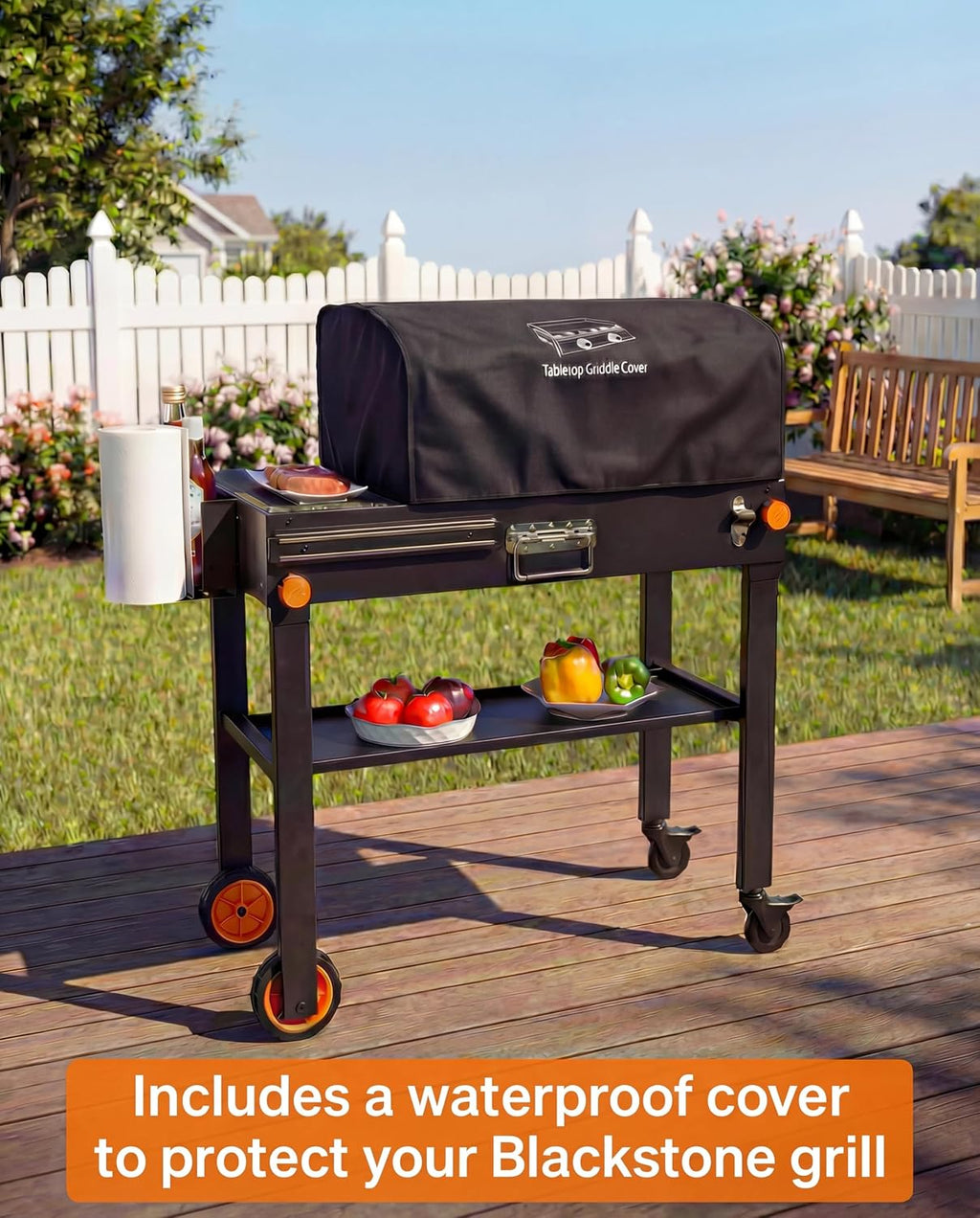 Grill Table For Blackstone Griddle 22 and 17 Inch, Grill Carts and 22 inch Griddle Cover, Foldable Quickly Blackstone Stand Suitable for Travel/Camping And Outdoor Meals
