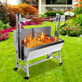 37' Electric Rotisserie Grill, Pig Lamb Spit Roaster Stand With 132 Lbs Capacity and Adjustable Height, BBQ Charcoal Grill Kit Stainless Steel for Outdoor Party Camping