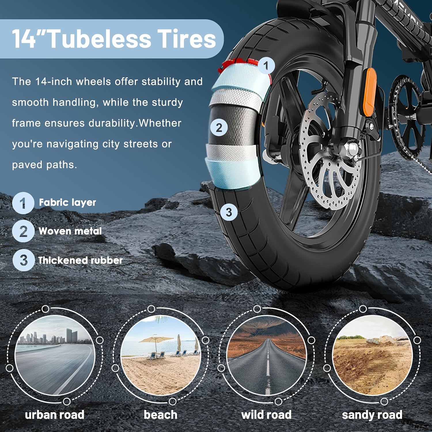 Foldable Electric Bike for Adults and Teens, 750W/1000W Peak Motor Ebike with 48V 10AH Removable Battery, 30-60 Miles PAS Range, 14' Mini E-Bike for Daily Commuting, Electric Bicycle for Riders