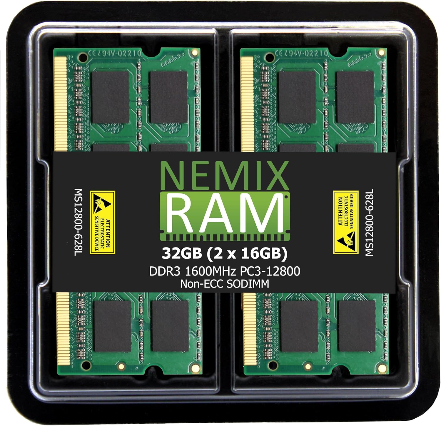 NEMIX RAM 32GB (2X16GB) DDR3 1600MHz PC3-12800 2Rx8 1.35V 204-PIN Non-ECC SODIMM Laptop PC Memory KIT