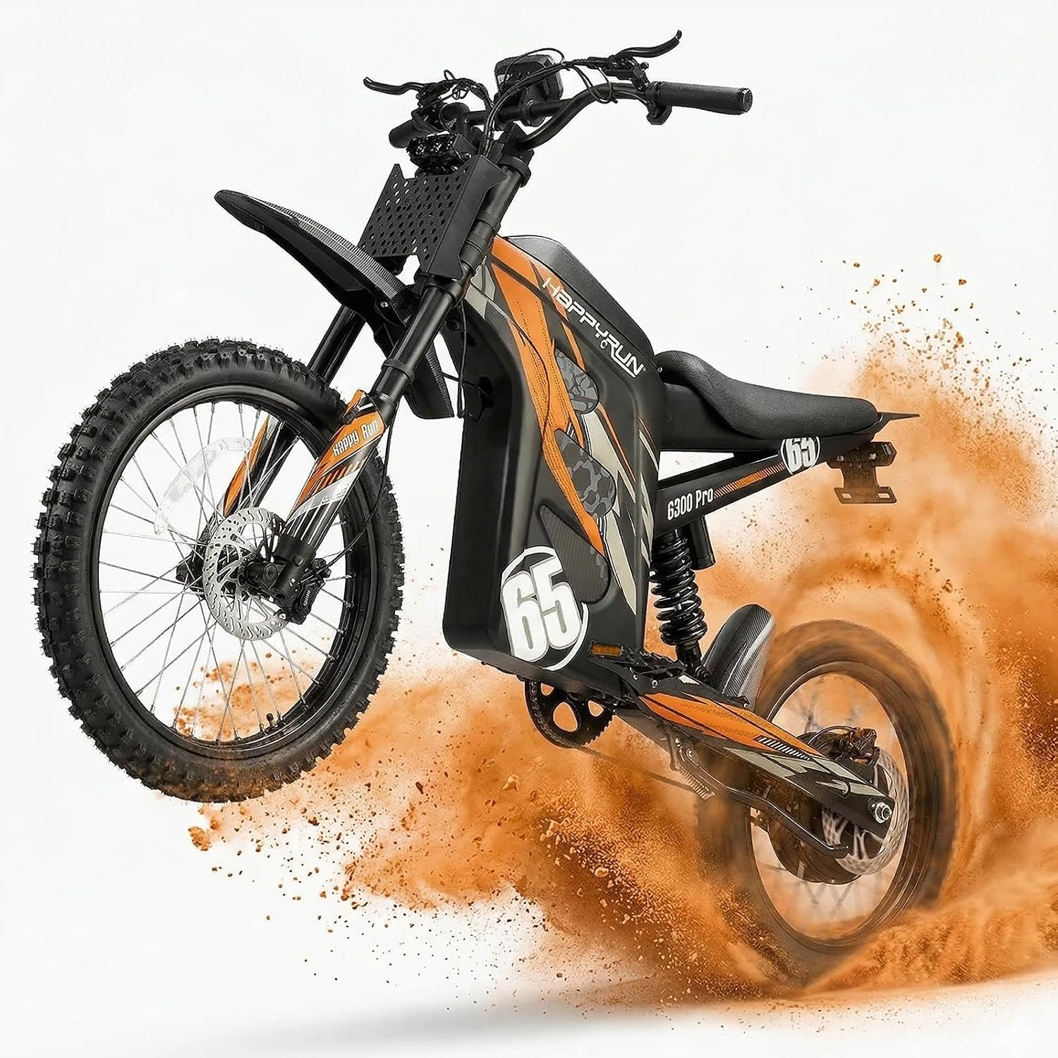 HAPPYRUN G300 Pro Electric Dirt Bike for Adults, 72V 30Ah Battery, 6500W Motor, 50 MPH Speed, 70 Mile Range, 350 Lbs Load Capacity, Hydraulic Brakes