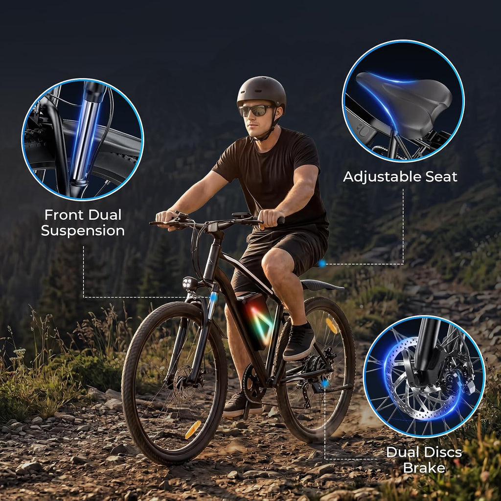 Electric Bike - 750W/1000W/1500W Motor Electric Bicycle, 20MPH, 55/70/80 Miles, Removable Battery, Shock Absorber, 5 Speed E Bike, 26' Tire Commuter Electric Bicycle for Adults