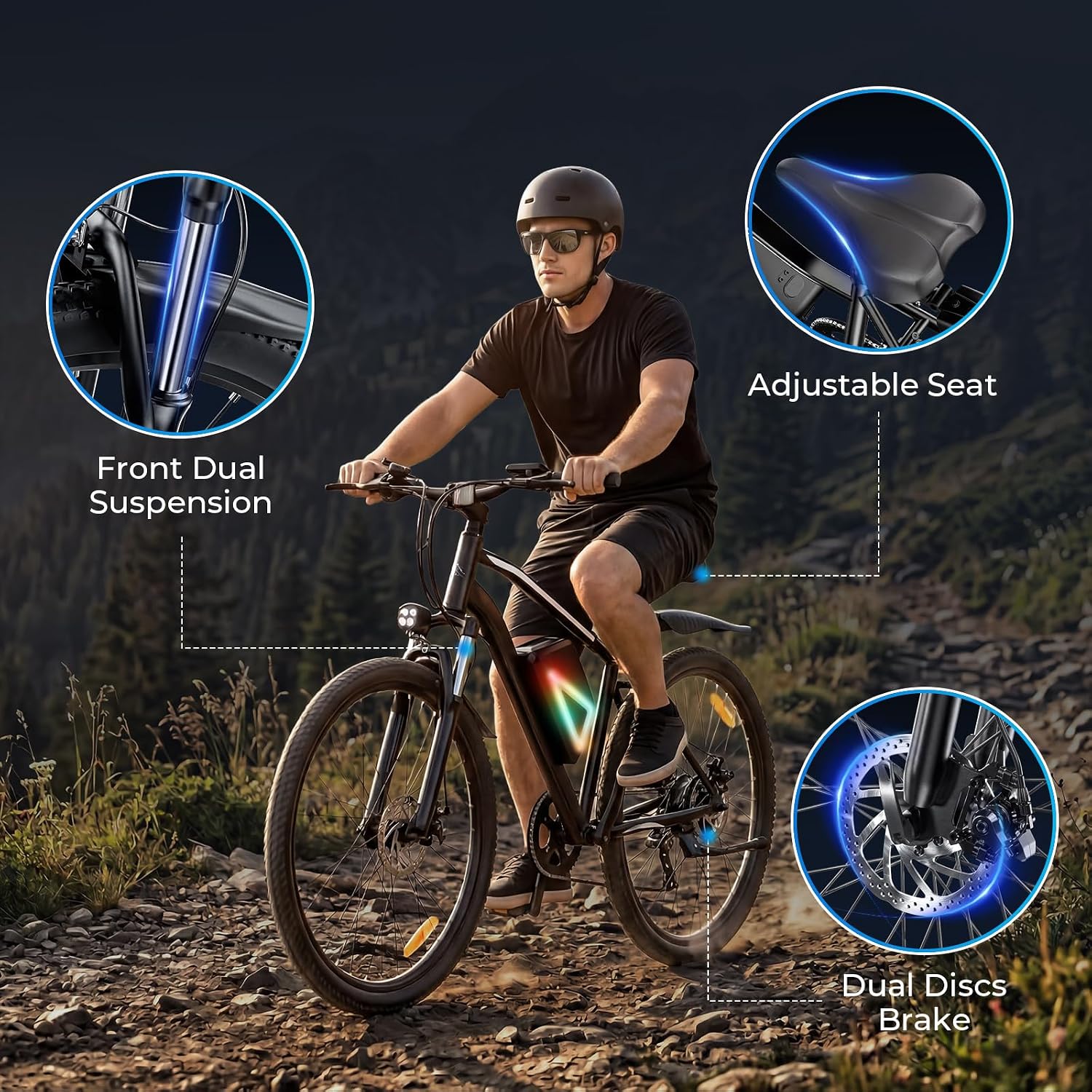 Electric Bike - 750W/1000W/1500W Motor Electric Bicycle, 20MPH, 55/70/80 Miles, Removable Battery, Shock Absorber, 5 Speed E Bike, 26' Tire Commuter Electric Bicycle for Adults