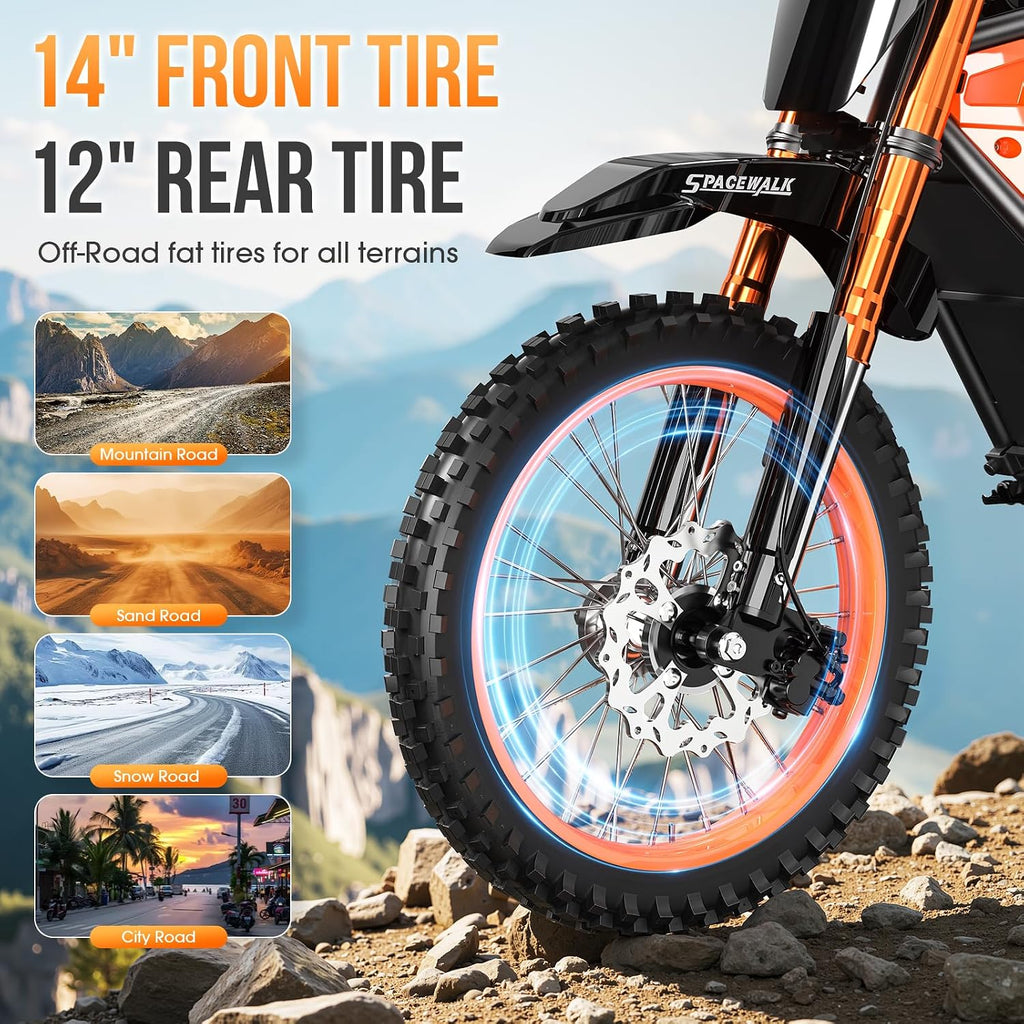 Spacewalk Electric Bike M6 / M7 for Teens/Adults,16' / 20' Ebike,1500W Peak Motor,21.7mph / 27.9mph,48V 15Ah Removable Battery,4X Suspension,50 Miles Pure Electric,70 Miles PAS