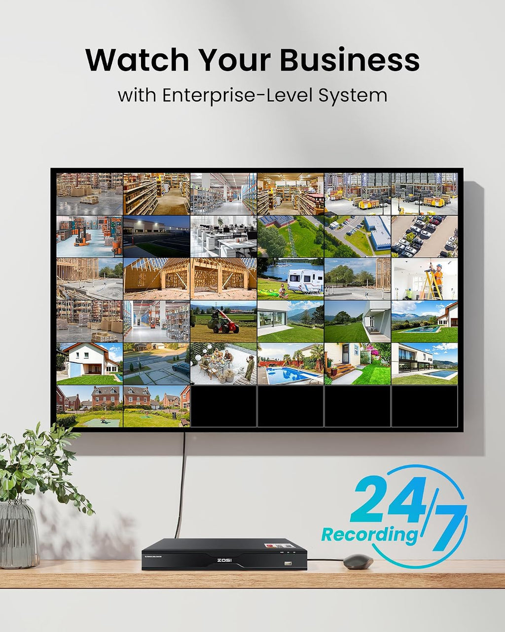 ZOSI 32 Channel 4K PoE Security Camera System, 32 x 4K Spotlight Outdoor Indoor Cameras, Face Person Vehicle Detection, 2 Way Audio, 32CH 8MP Surveillance NVR with 8TB HDD for Business 24/7 Recording