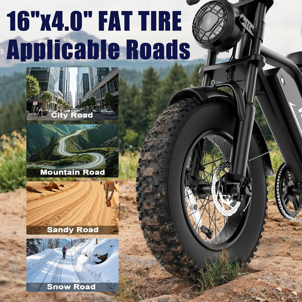 Electric ebike | Full Suspension | Peak 1500w Motor | 25/31MPH Top Speed | Range 40-70 Miles | 48V 960/748Wh Removable Battery | LED Headlights | 20/16-Inch All-Terrain Fat Tires |