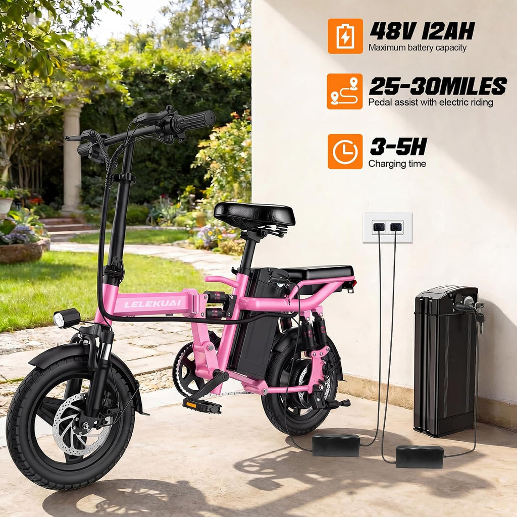 LELEKUAI Electric Bike for Adults, 1200W Peak Motor Commuter Ebike, 20-28MPH Speed, 32 Miles Range, Removable Waterproof Battery, Dual Disc Brakes Electric Bicycle, UL 2849 Certified
