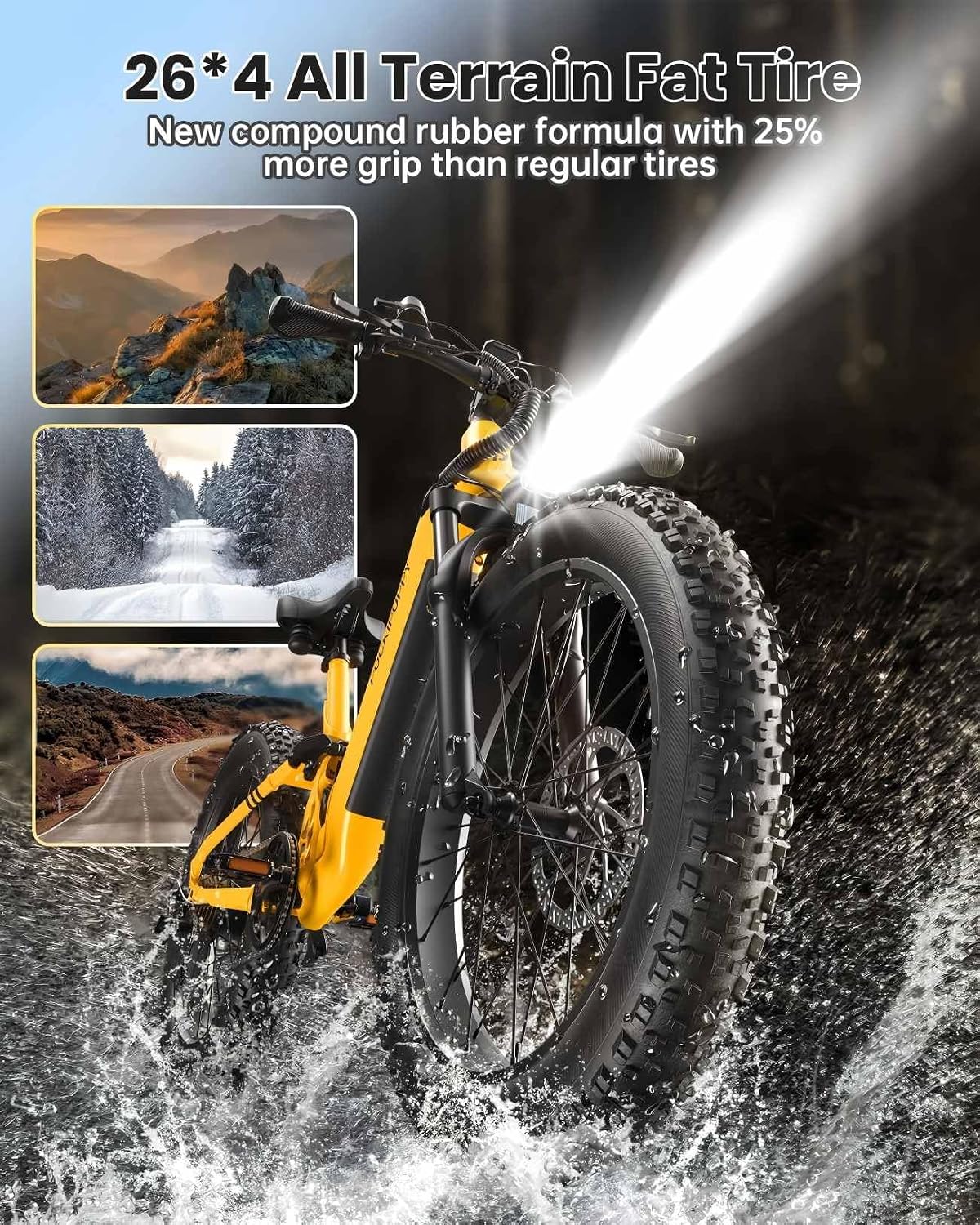 PUCKIPUPPY Electric Bike for Adults 960W, 48V 20AH Battery Adult Electric Bicycles, 26' Fat Tire Full Suspension Step-Thru Ebike, 28MPH Mountain Ebike, 7 Speed, 80Miles Range-Boxer ST