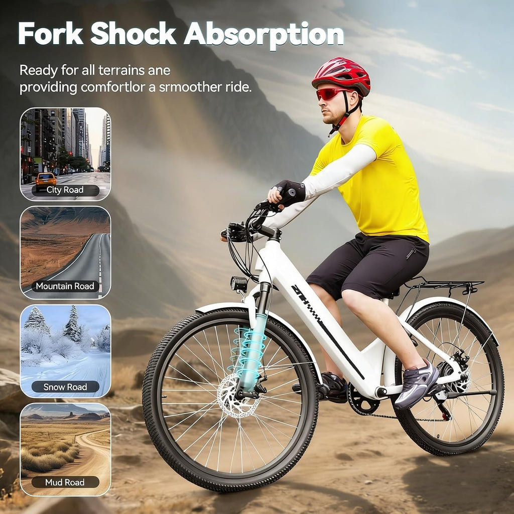 ZNH Electric Bike for Adults with 1000W Motor & 624/940.8 Wh Built-in Removable Battery, 70Miles 25 MPH Step Thru Electric Bicycle, 24'/26' Commuter E Bikes with 7-Speed, UL 2849 Certified