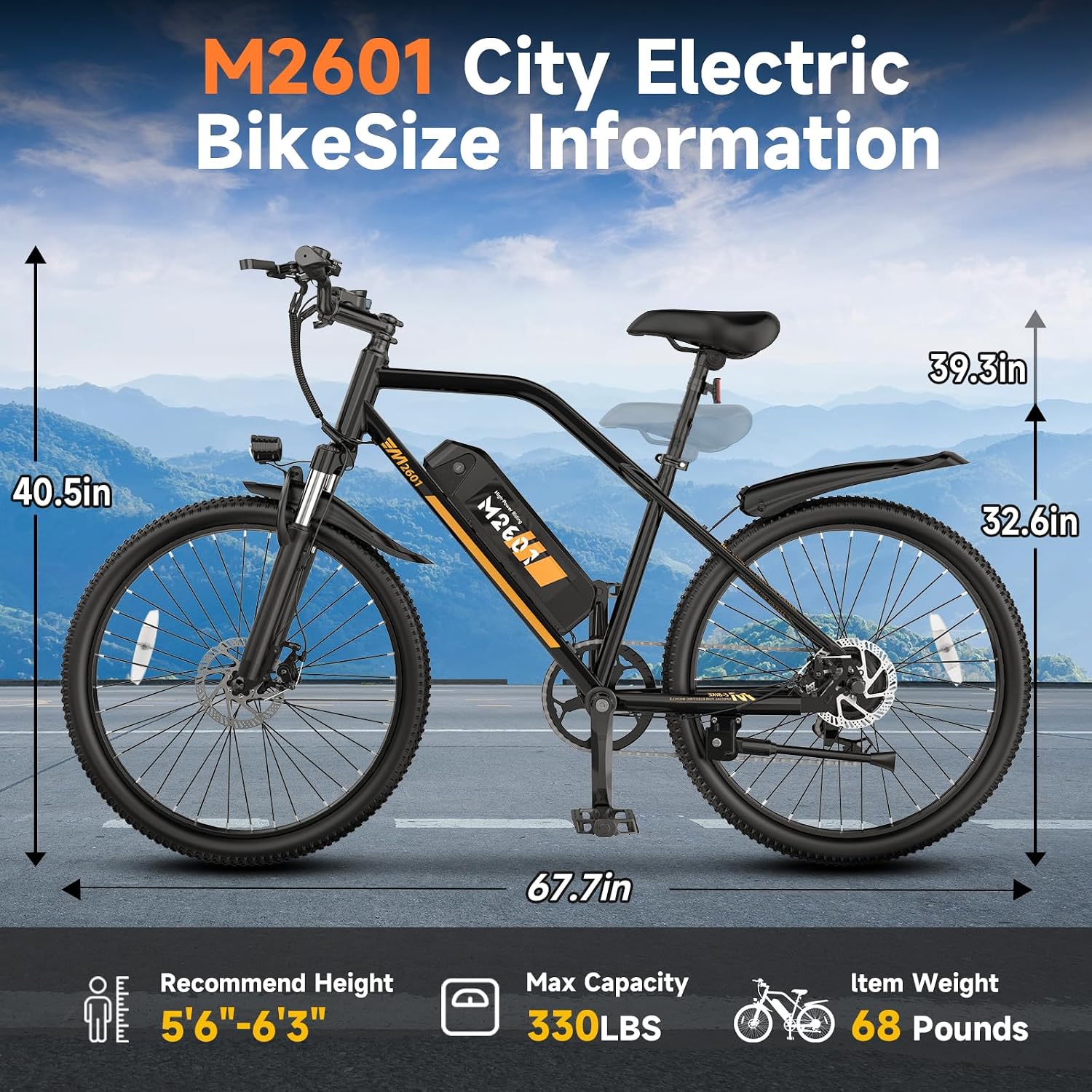 Electric Bike for Adults - 26' Ebike, 48V/7.8AH/15.6AH/25Ah Battery, 20-40MPH, Full Suspension, LCD Display, Adjustable Seat & Heavy-Duty 330lbs E-Bike