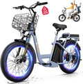 Caroma Peak 1200W/800W/500W/ Electric Scooter with Seat, 20' Off-Road Tires, 15/25/30Miles Range, 20MPH Top Speed, Adjustable Electric Scooter for Adults with Basket, Adults Ebike for Commuting