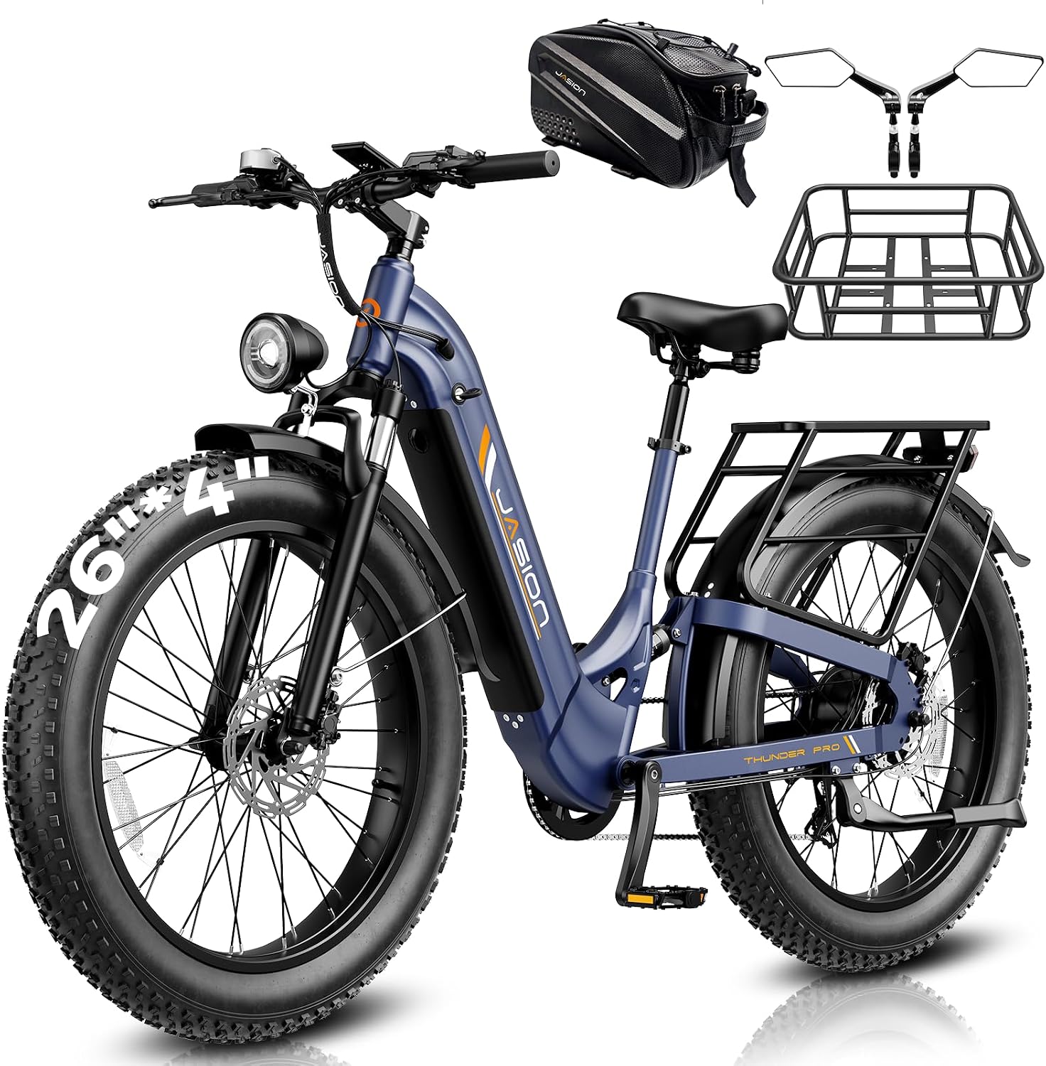 Jasion Thunder PRO/ST Electric Bike,2000W Peak Ebikes for Adults,26''Fat Tire Best Ebike for Men,90 Miles with 1040Wh Battery,35 MPH Max Speed Bicycles,500 lbs Capacity,Certified By UL2849