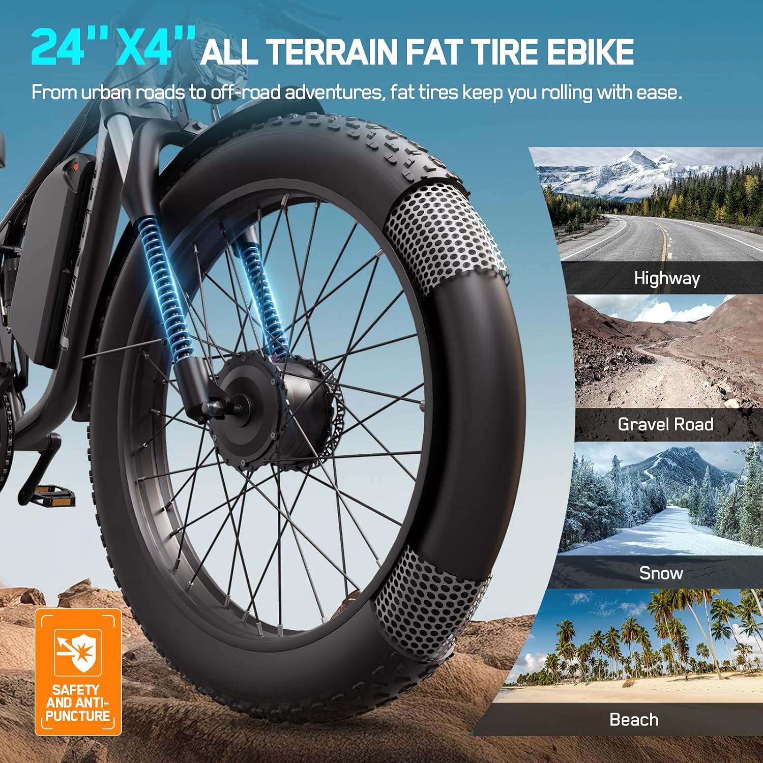 6000W Electric Bike for Adults,60V 1200WH 45MPH Dual Motor Mountain Ebike Up to100 Miles Long Range Electric Bicycle 24' Fat Tire Fast Bicycle for Men Women Full Suspension Brake/Turn Signal