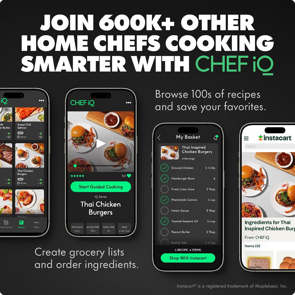 CHEF iQ Sense | Smart Wireless Meat Thermometer | 4 Ultra-Thin Probes | WiFi Unlimited Range | 1000°F Heat Safe | 5 Sensors | BBQ, Grill, Oven, Smoker, Air Fryer | Gen3