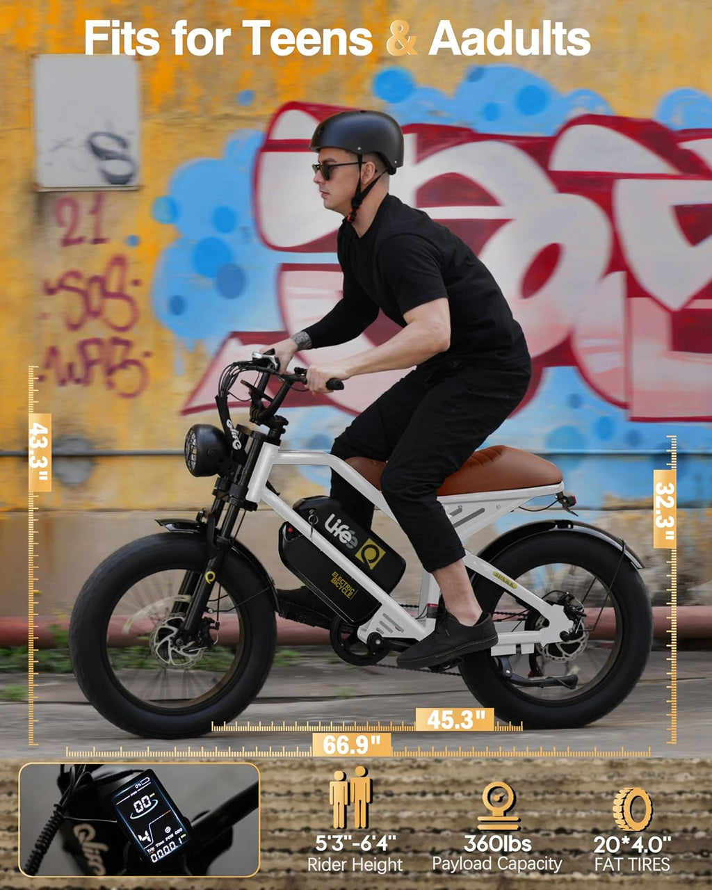 Qlife Electric Bike for Adults/Teens Spark-1500W Peak Motor 20' Fat Tires 28MPH(Unlock to 35MPH) Dirt Bike, 624-1248Wh Removable Battery Ebike, Dual Suspension & Brakes Motorcycle, 21-Speed Bicycle