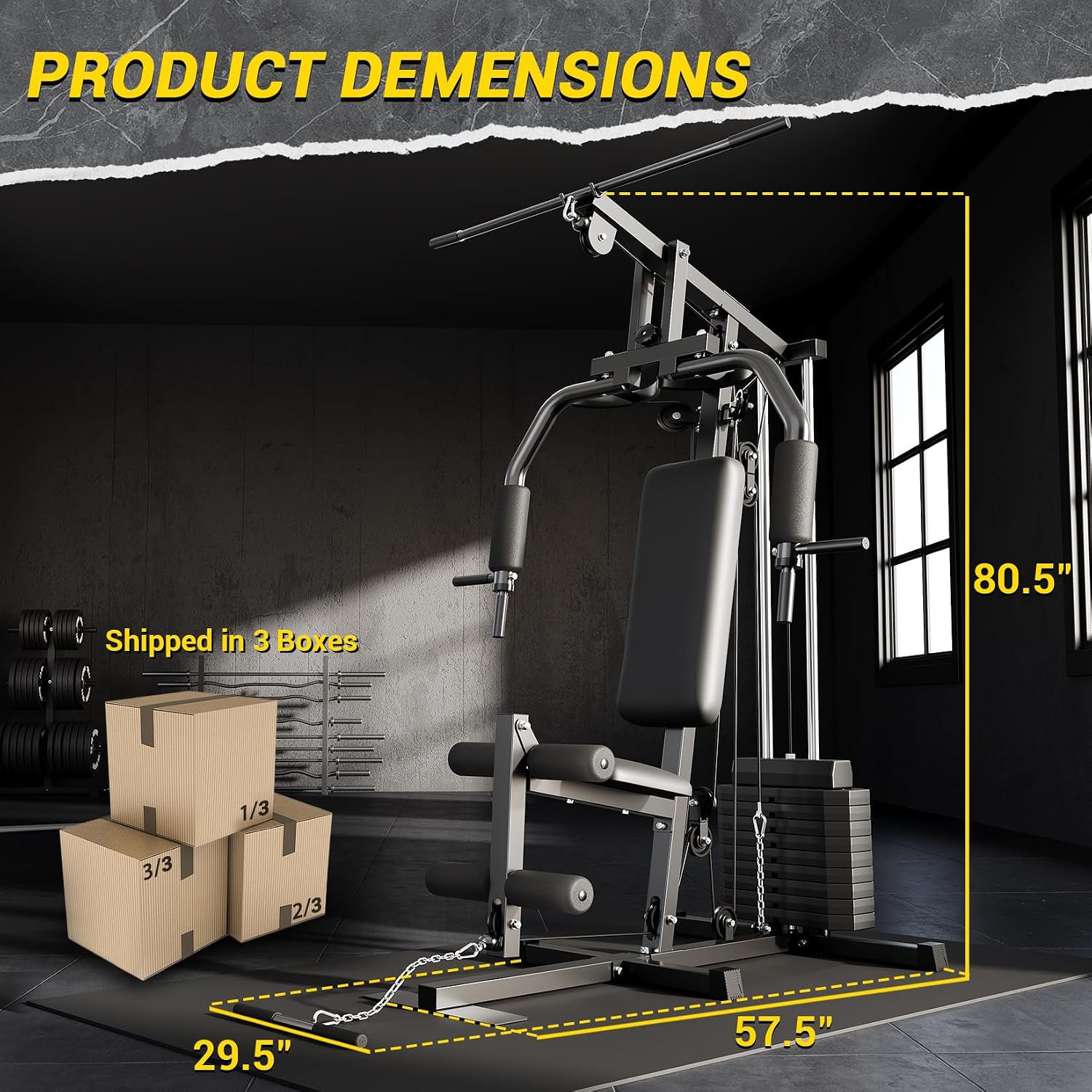GarveeLife Home Gym Machine System with 100LBS Weight Stack, Multifunctional Weight Machine, Full Body Workout Station Exercise Equipment, All in One Home Gym with Pulley System for Strength Training