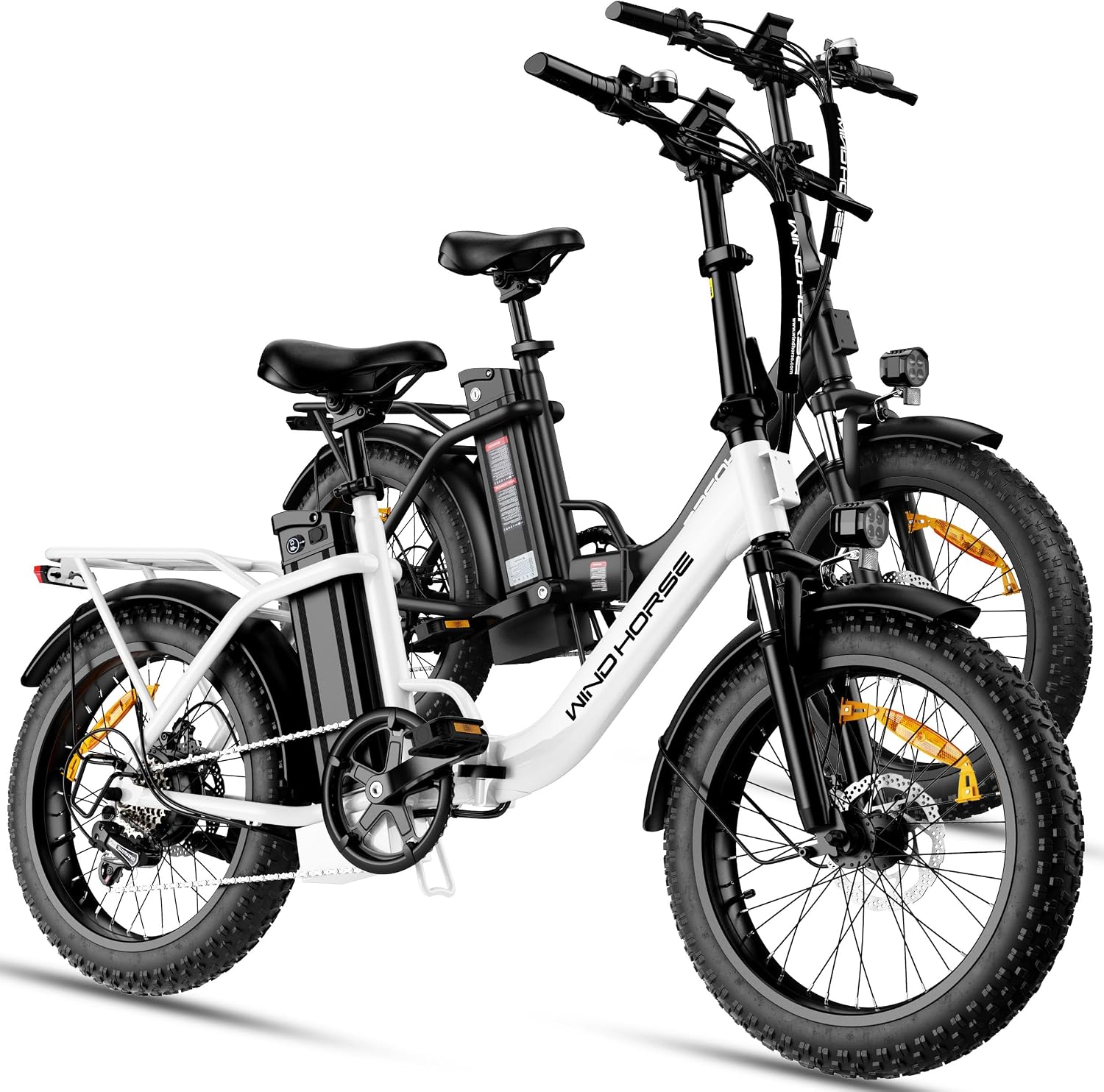 WINDHORSE 20' Folding Electric Bike, 983W Peak Motor, 20MPH, 40–70 Miles, 48V 748.8Wh Removable UL Battery, Front Suspension, Fat Tire E-Bike for Commuting, Beach, All -Terrain | Adults & Teens