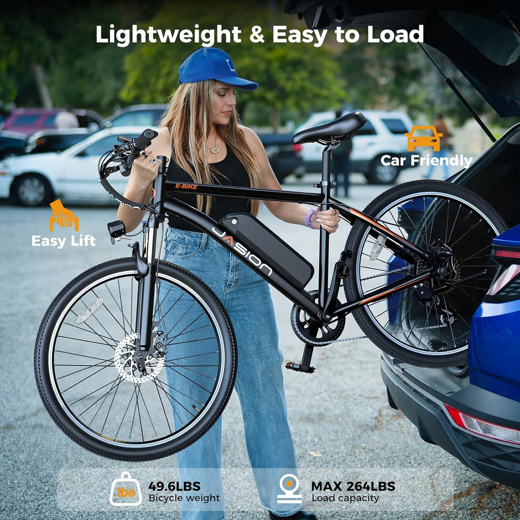 Jasion EB5 Electric Bike for Adults with 1000W Peak Motor,Removable Battery Commuting Electric Mountain Bike,Up to 40Miles,7-Speed and Front Fork Suspension Ebike